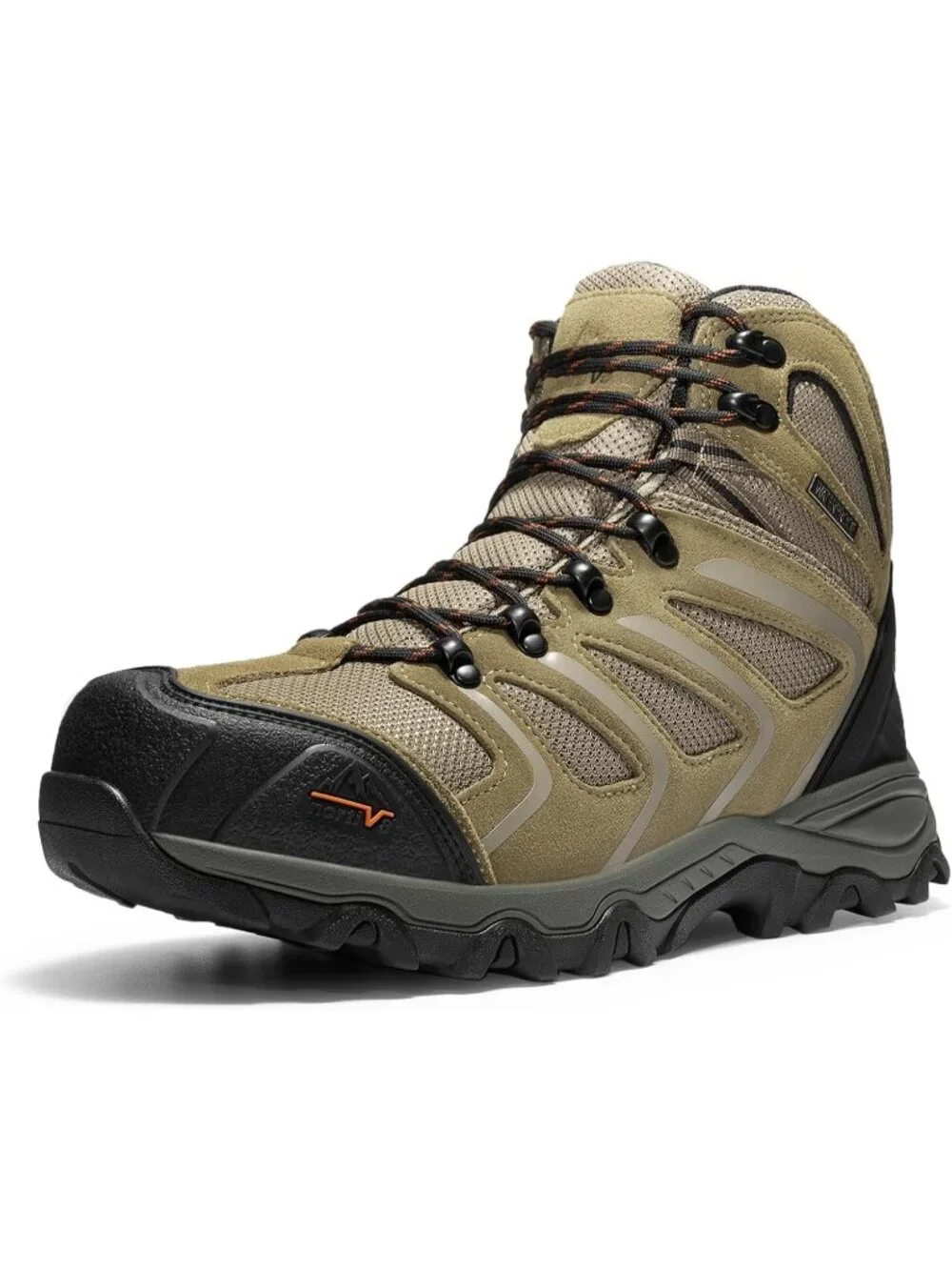 Men's Taupe Waterproof Shoes Casual Mid Top Steel Toe Non Slip Hiking Boots